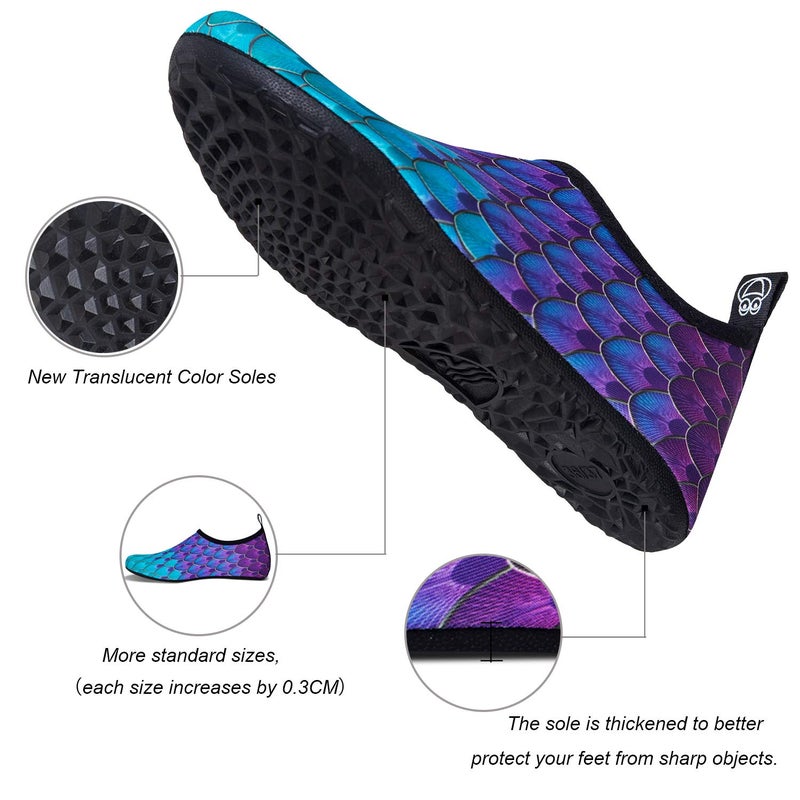 WateLves Water Shoes for Womens Mens Barefoot Quick-Dry Aqua Socks for Beach Swim Surf Yoga Exercise Camping Must Haves (Fishscale Bluegreen, 34/35) - Image 5